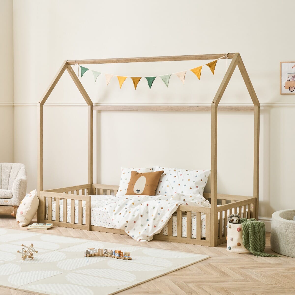 Tutti Bambini Casa Grande Montessori House Floor Bed - Harvest Oak