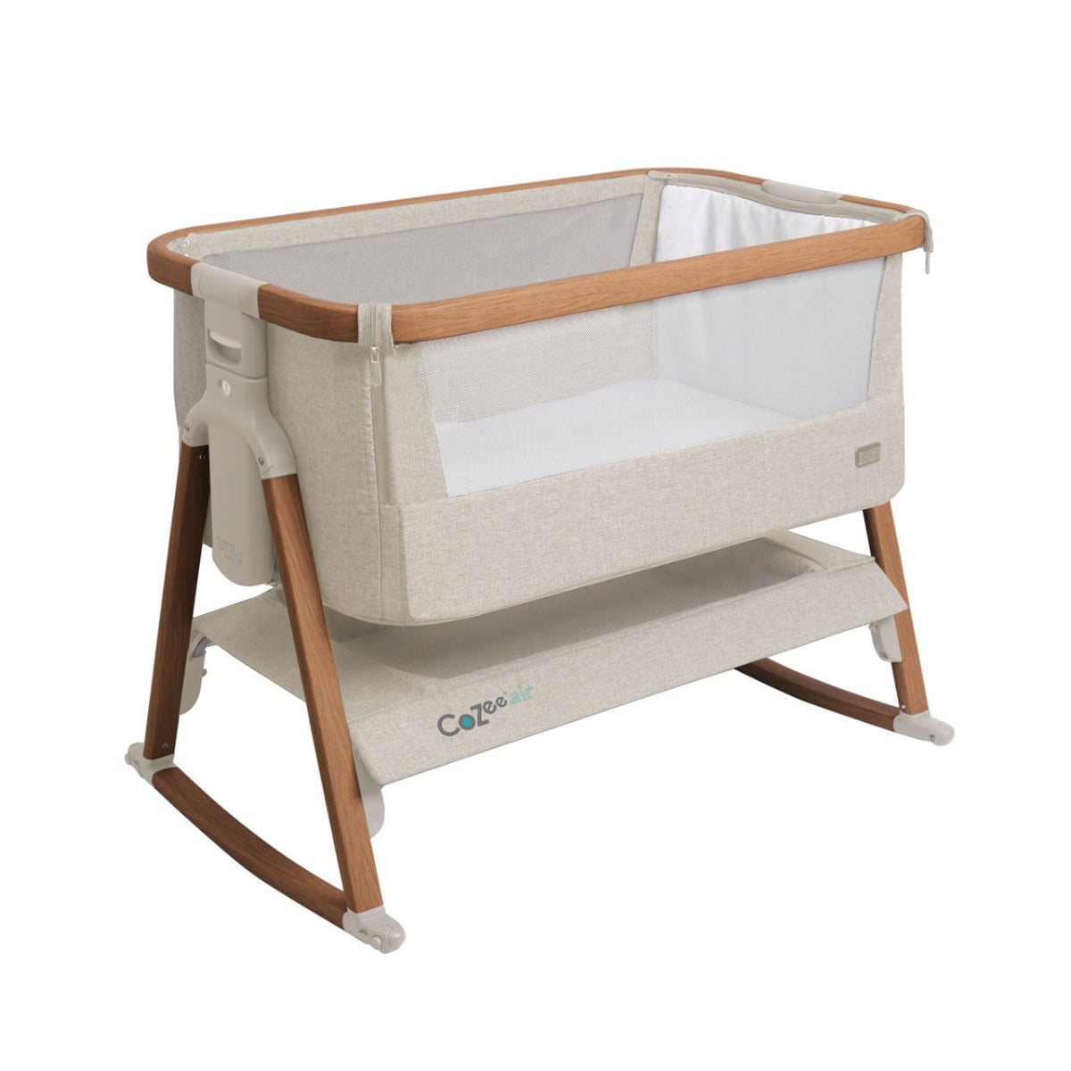 Tutti Bambini CoZee Air Bedside Crib - Scandinavian Walnut and Ecru 2