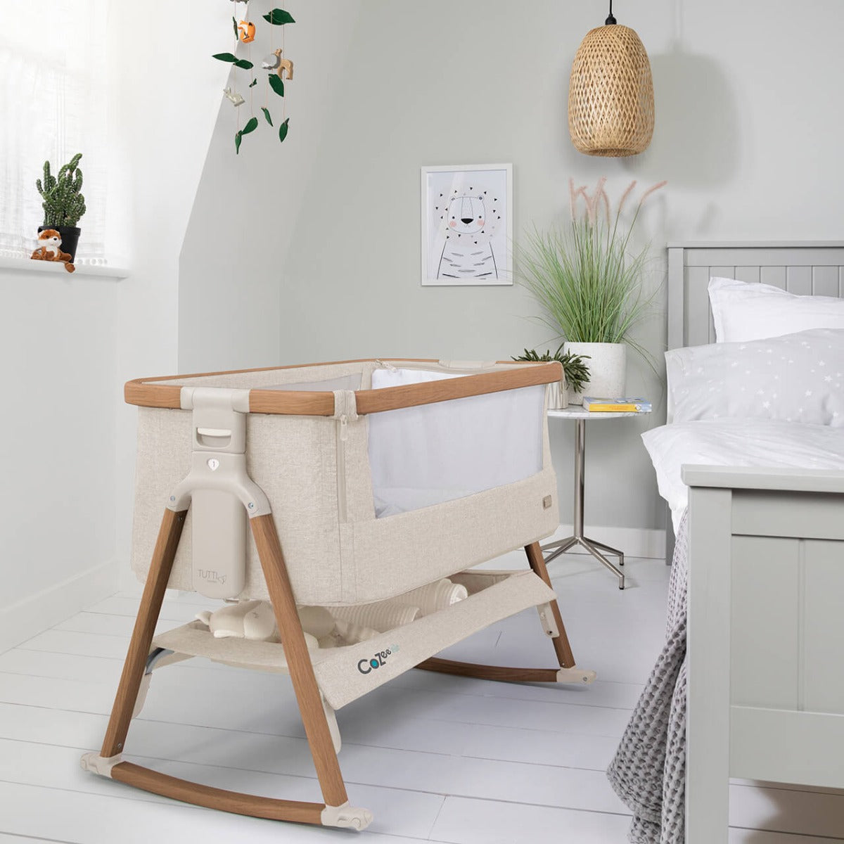 Tutti Bambini CoZee Air Bedside Crib - Scandinavian Walnut and Ecru 8