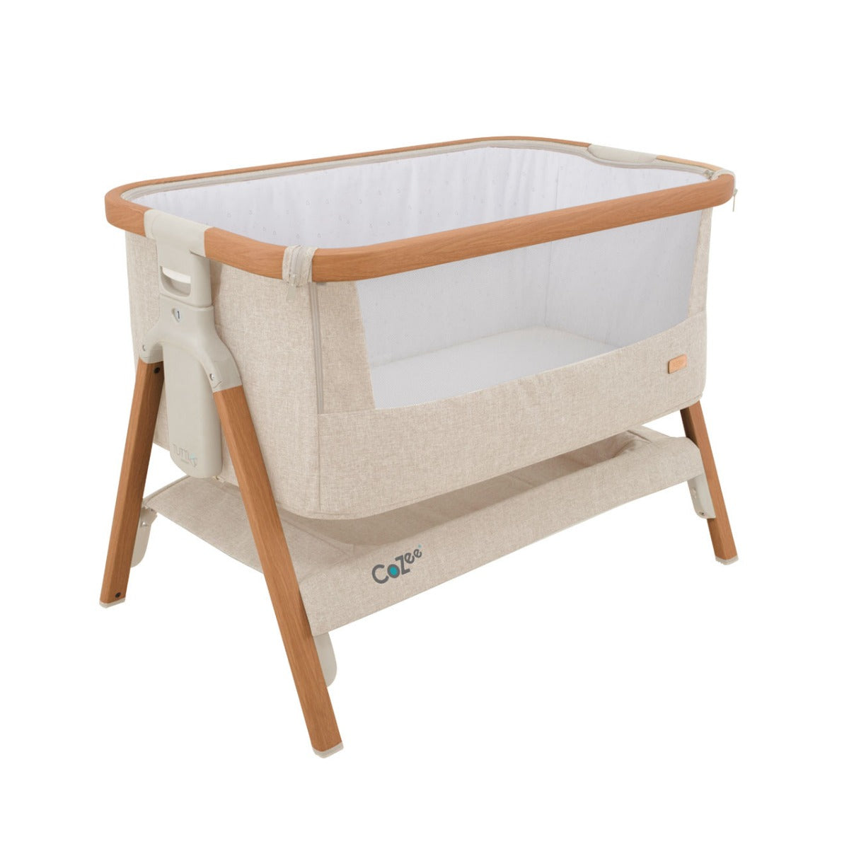 Tutti Bambini CoZee Bedside Crib - Scandinavian Walnut and Ecru 2
