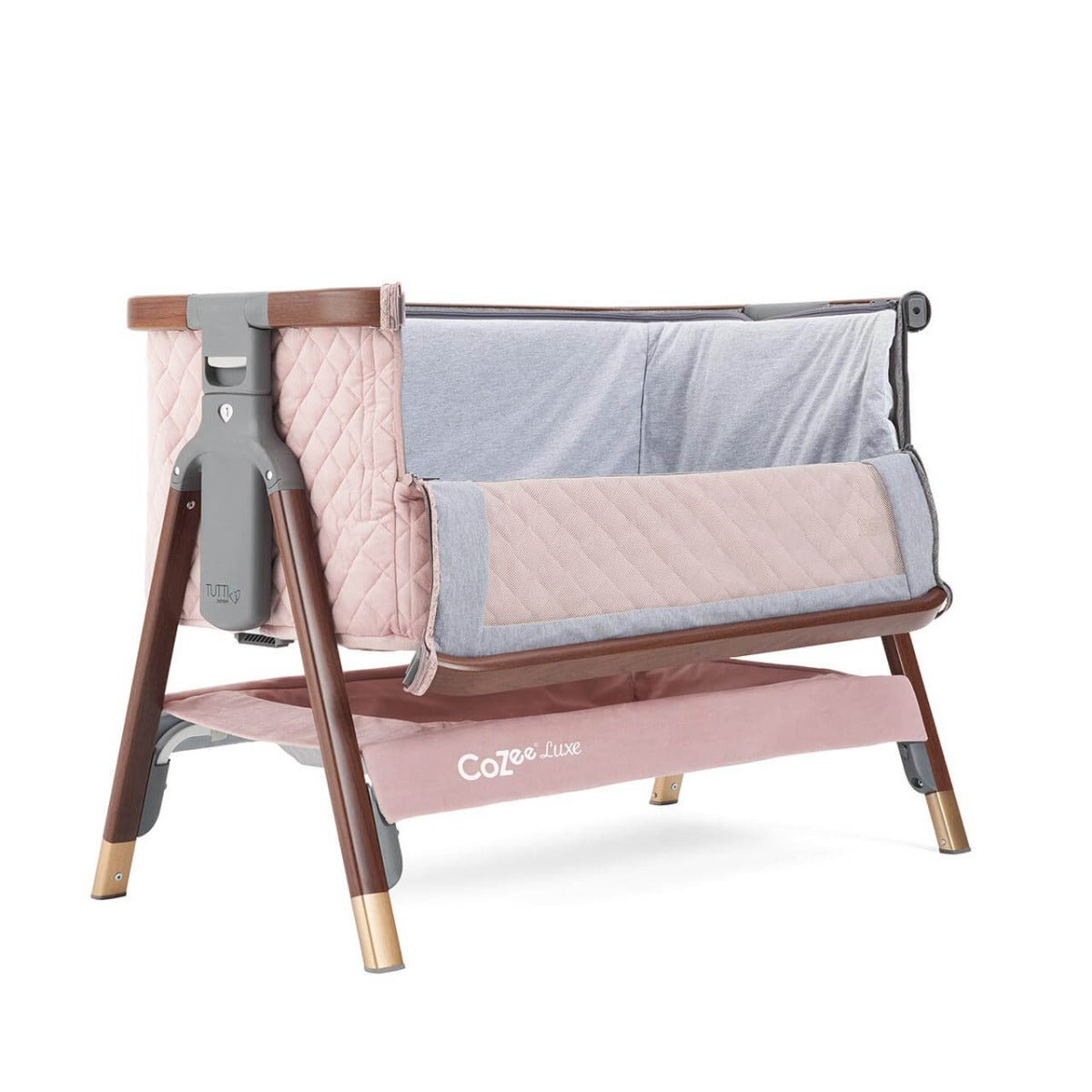 Tutti Bambini CoZee Luxe Bedside Crib - Walnut/Blush 4