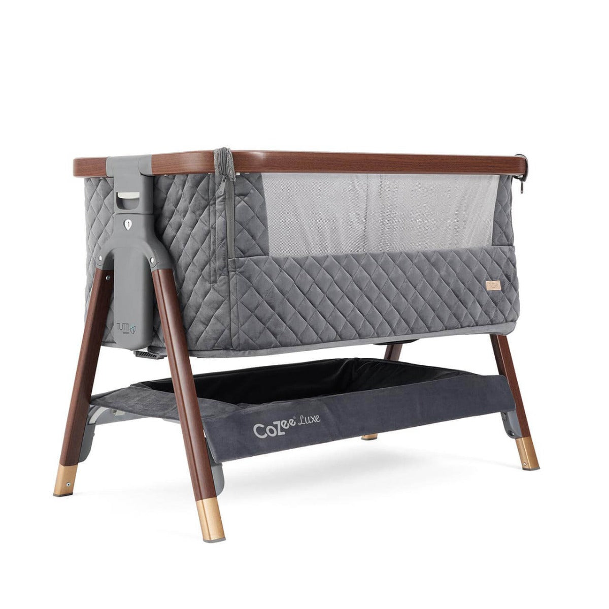Tutti Bambini CoZee Luxe Bedside Crib - Walnut/Slate 5