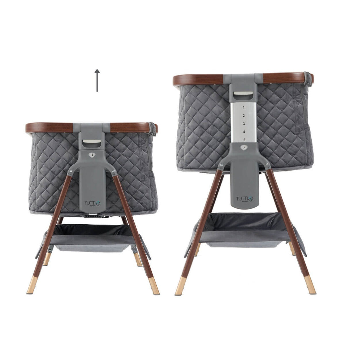 Tutti Bambini CoZee Luxe Bedside Crib - Walnut/Slate 10