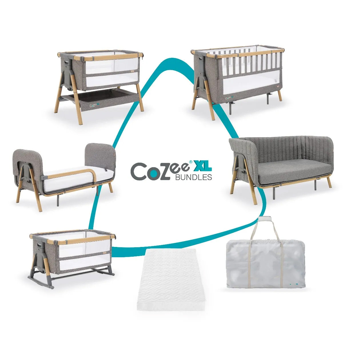Tutti Bambini CoZee XL Complete Birth to 4+ Years Package - Oak/Charcoal 1