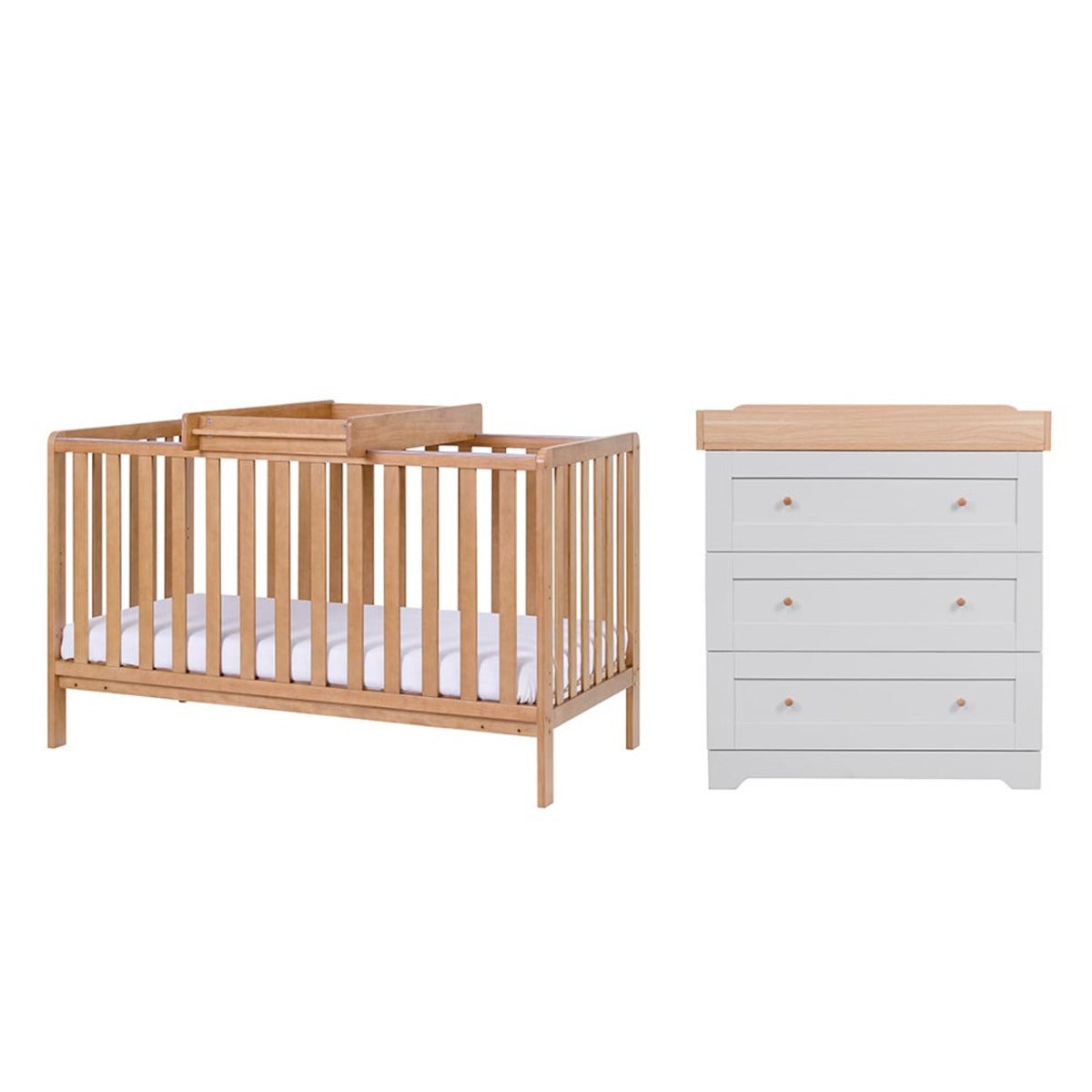 Tutti Bambini Malmo Cot Bed & Rio Furniture 2pc Set - Dove Grey/Oak 19