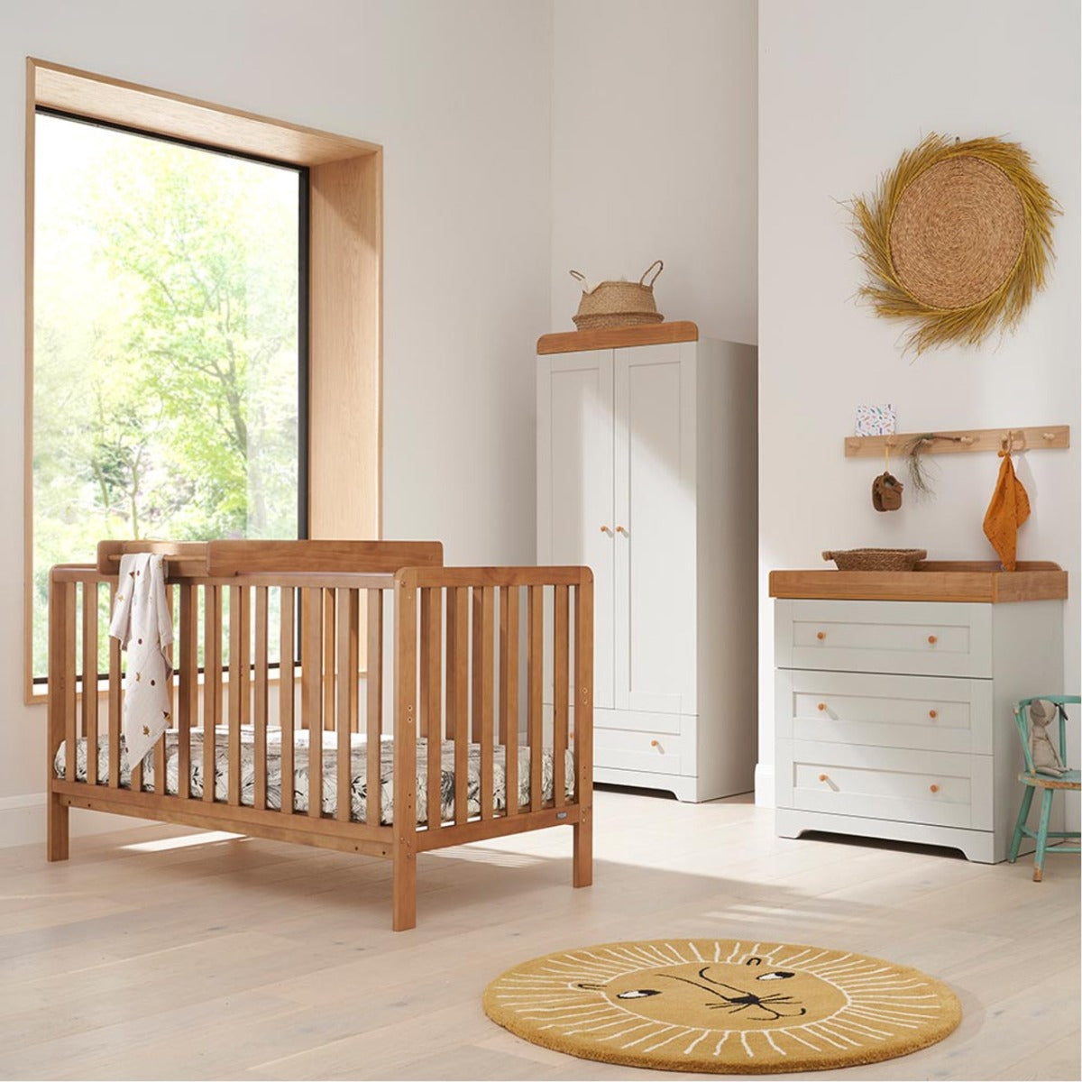 Tutti Bambini Malmo Cot Bed & Rio Furniture 3pc Set - Dove Grey/Oak 1