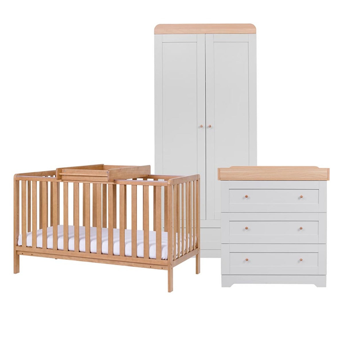 Tutti Bambini Malmo Cot Bed & Rio Furniture 3pc Set - Dove Grey/Oak 27