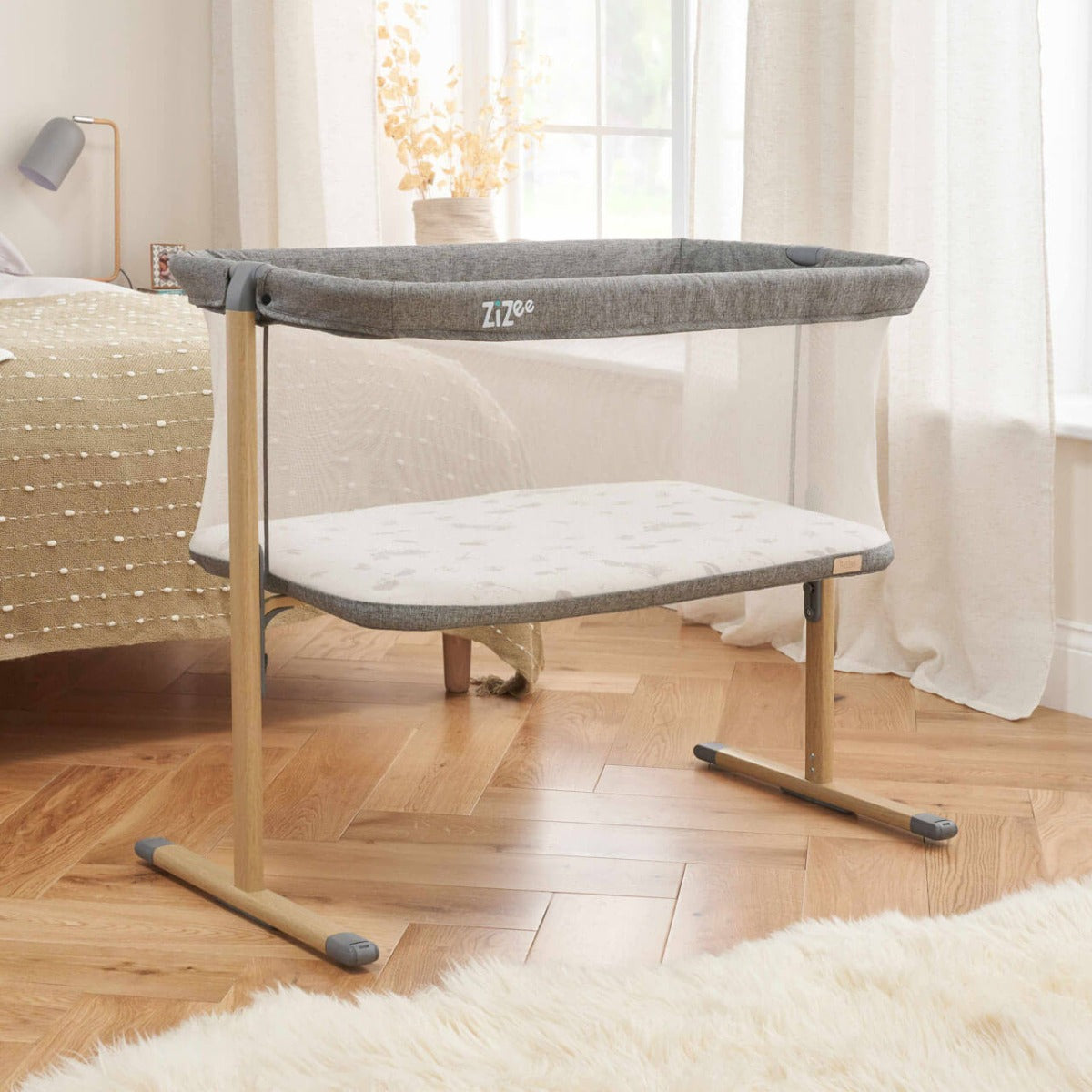 Tutti Bambini ZiZee Breathable Rocking Crib - Oak/Charcoal 1