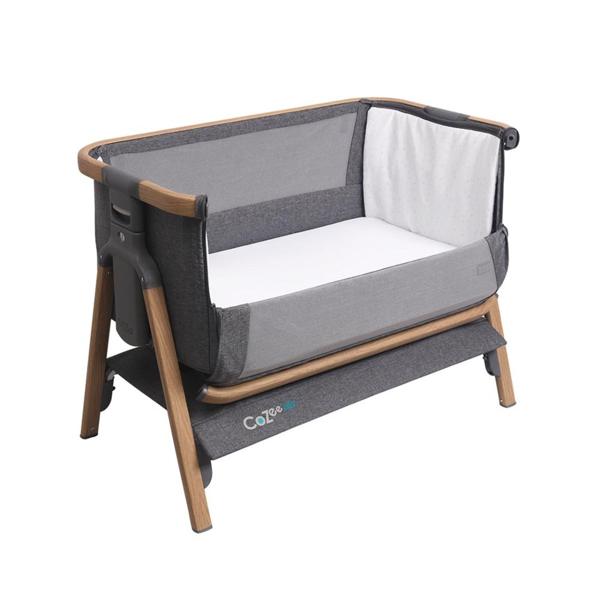 Tutti Bambini CoZee Air Bedside Crib - Oak and Charcoal 11