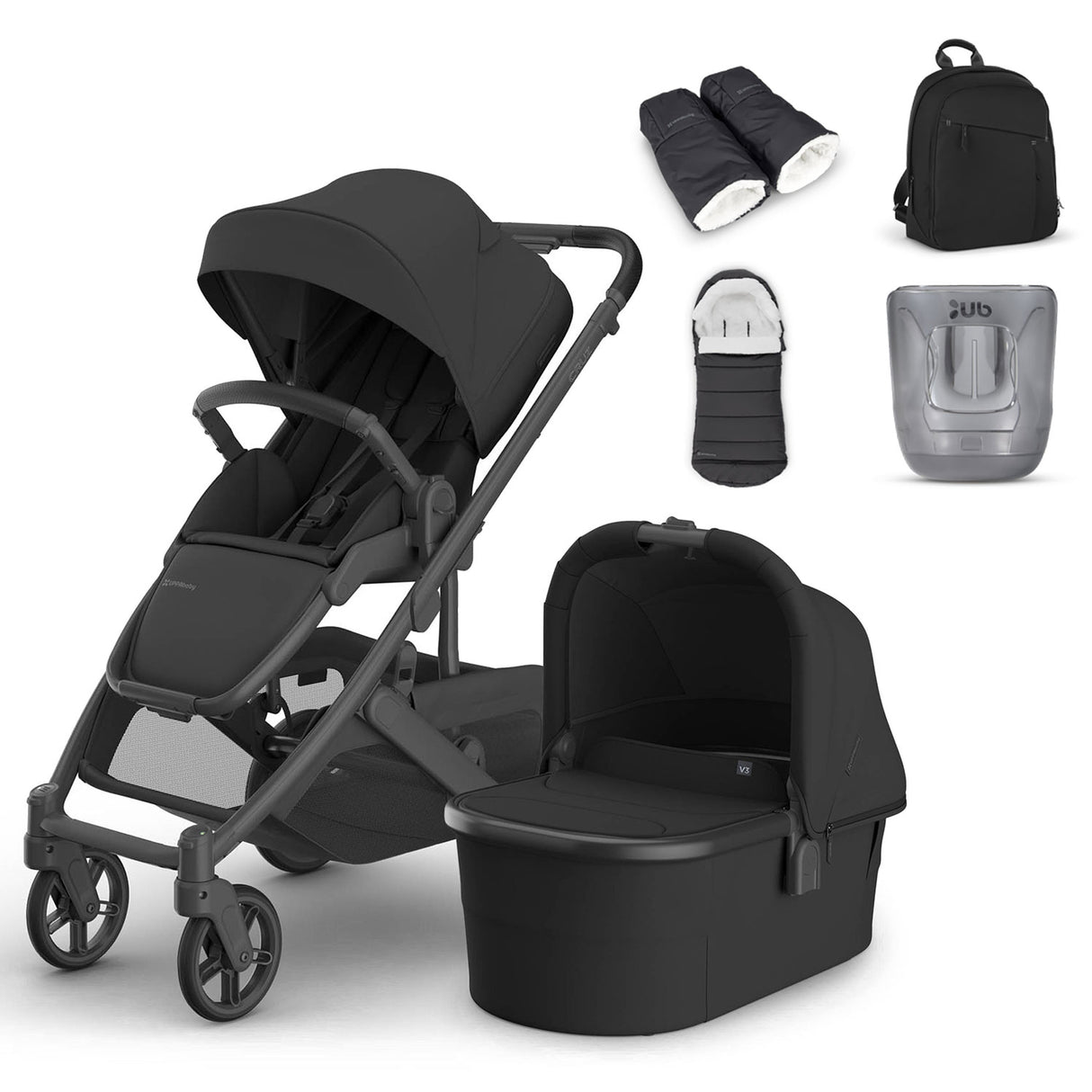 UPPAbaby Cruz V3 Pushchair, Carrycot & Accessory Bundle - Jake