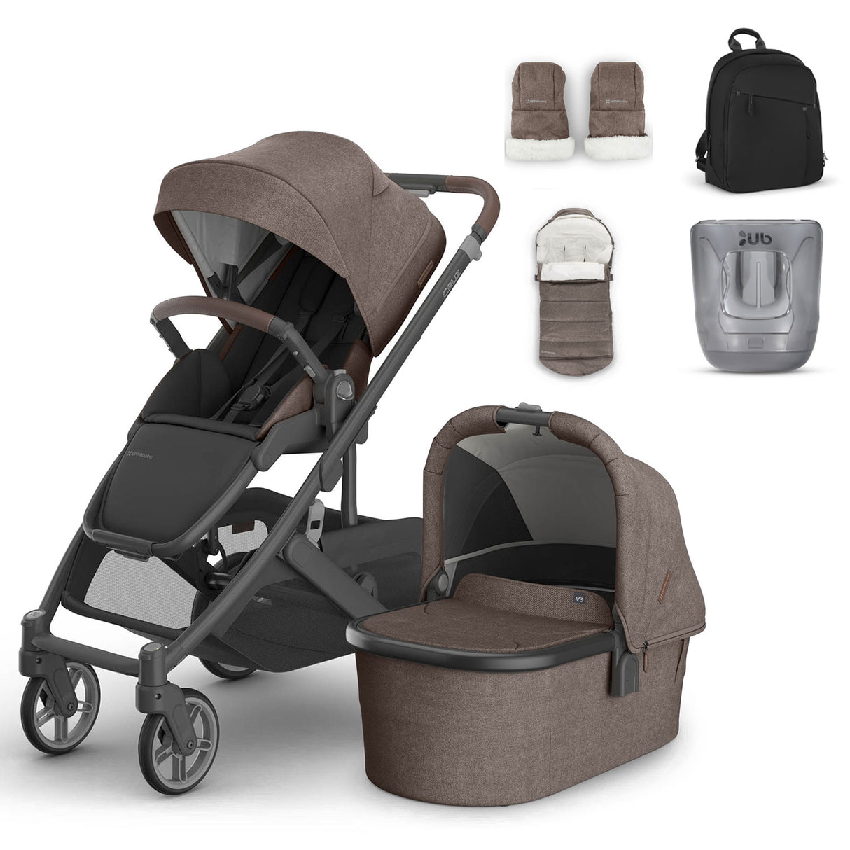 UPPAbaby Cruz V3 Pushchair, Carrycot & Accessory Bundle - Owen