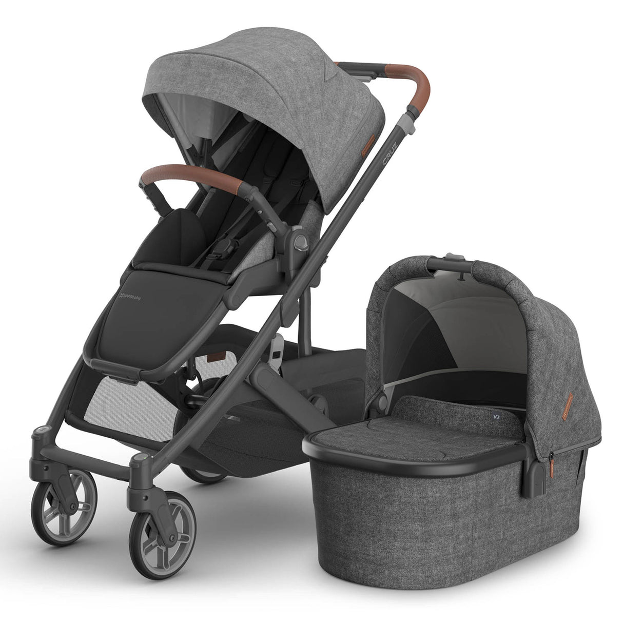 UPPAbaby Cruz V3 Pushchair, Carrycot & Accessory Bundle - Greyson