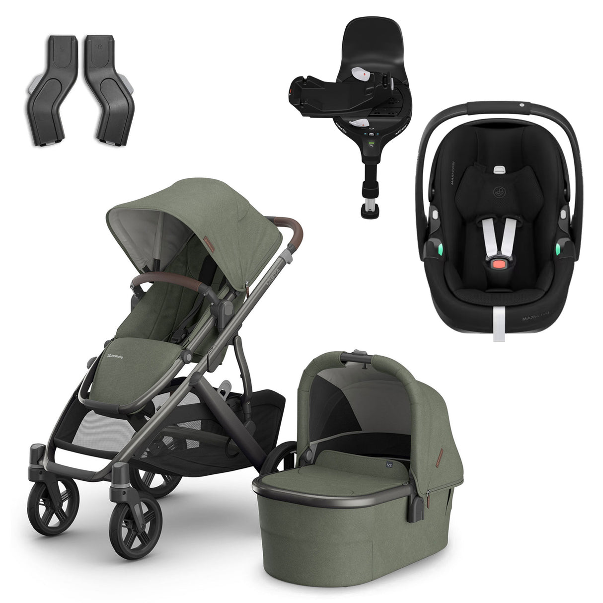UPPAbaby VISTA V3 Luxury Maxi-Cosi Pebble 360 Pro2 i-Size Travel System Bundle - Evelyn