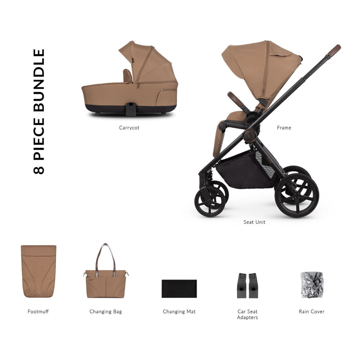 Venicci Claro 2-in-1 Travel System Bundle - Caramel 1