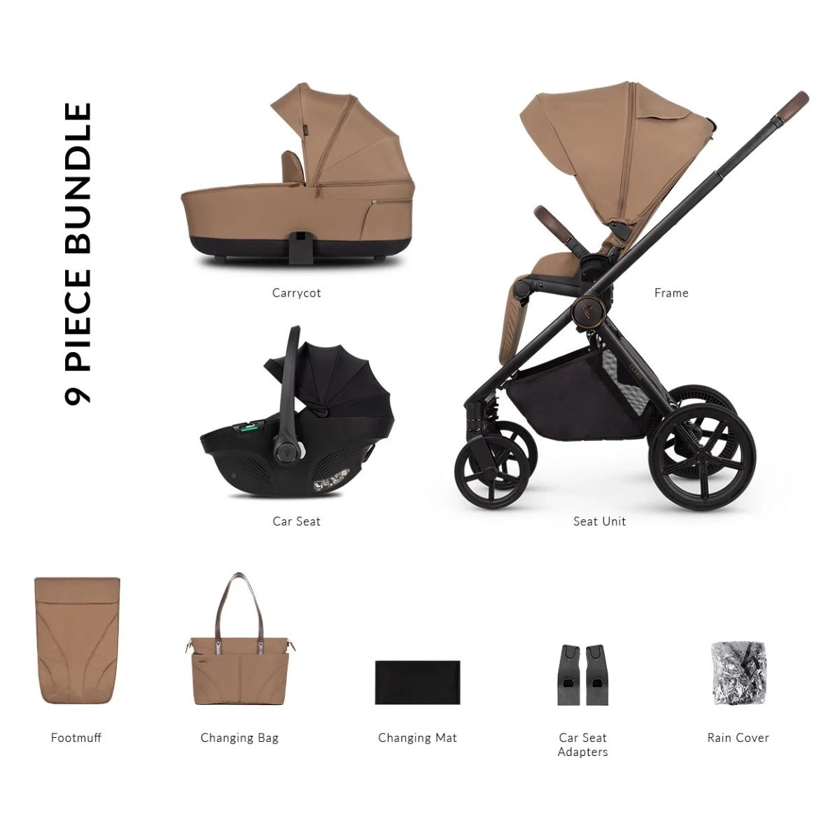 Venicci Claro 3-in-1 Travel System Bundle - Caramel 1