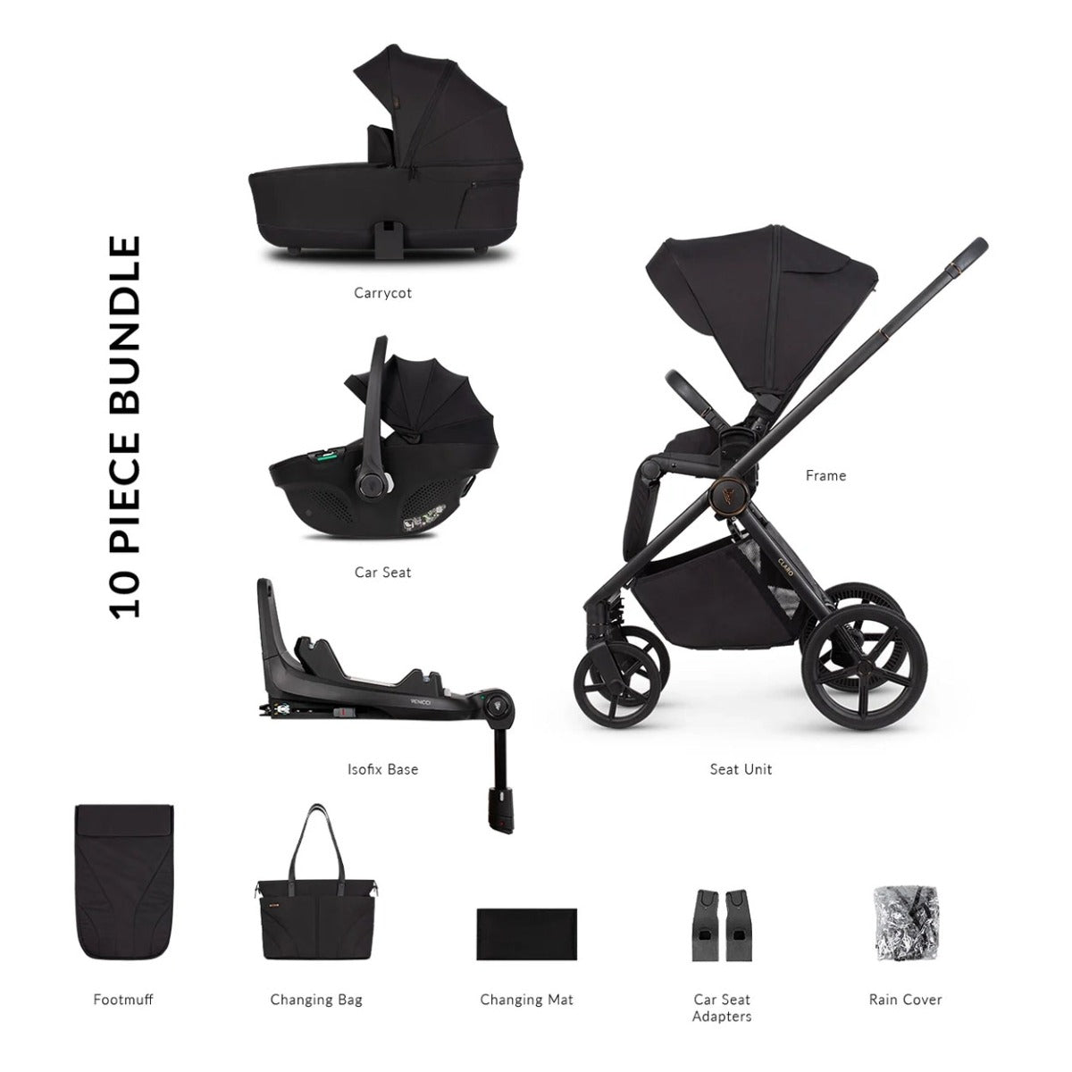 Venicci Claro Complete Travel System Bundle + 360 Isofix Base - Noir 1