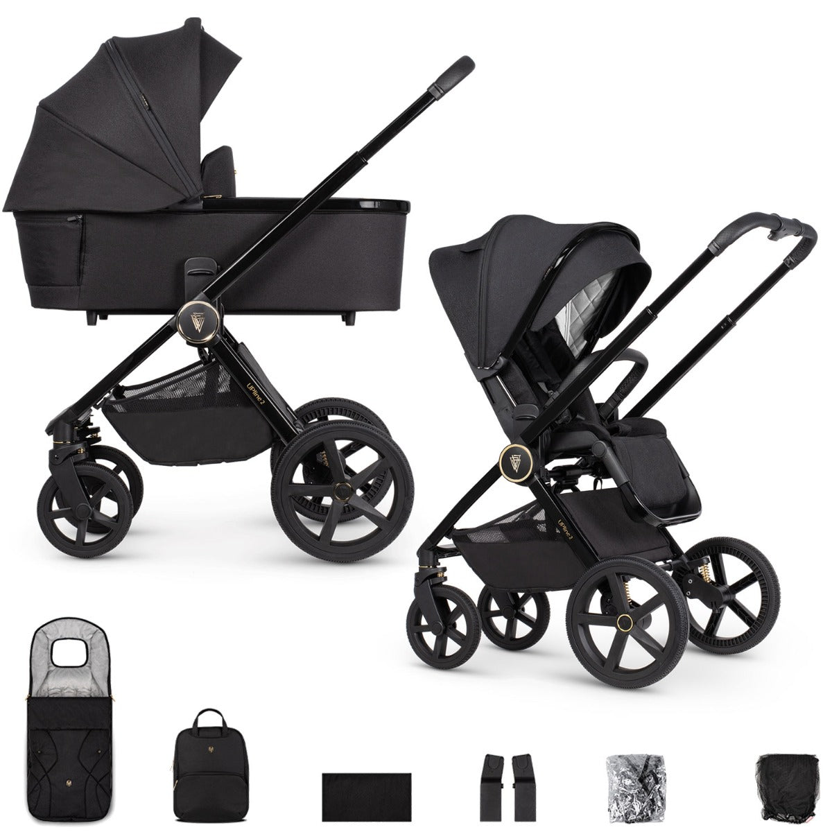 Venicci Upline 2 3-in-1 Tiago Travel System Bundle - All Black 12