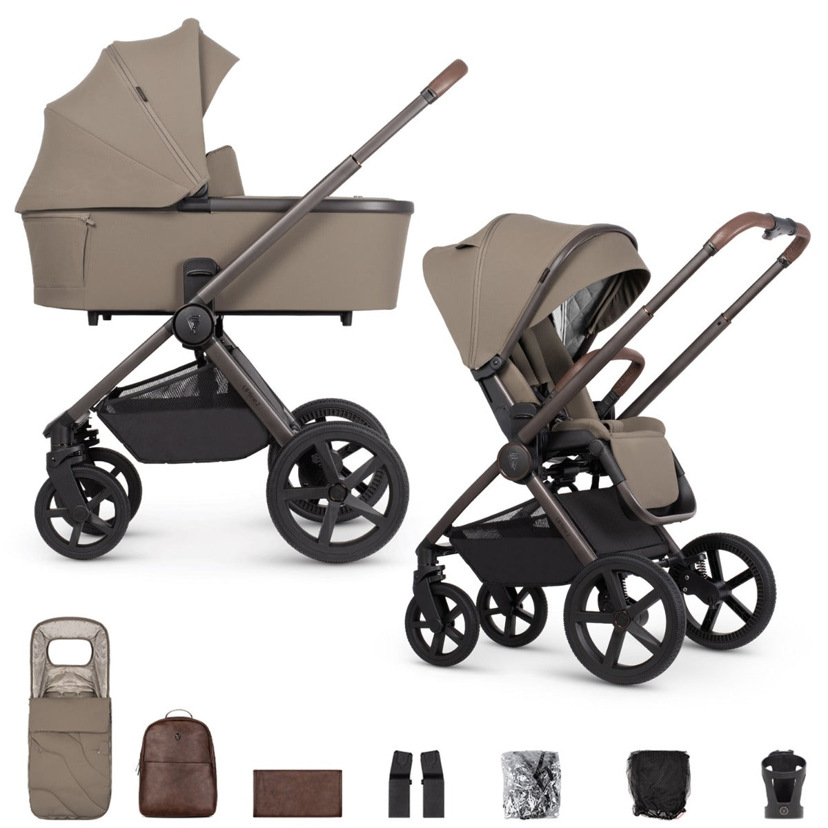 Venicci Upline 2 SE Pushchair & Carrycot 2-in-1 Bundle - Powder 1