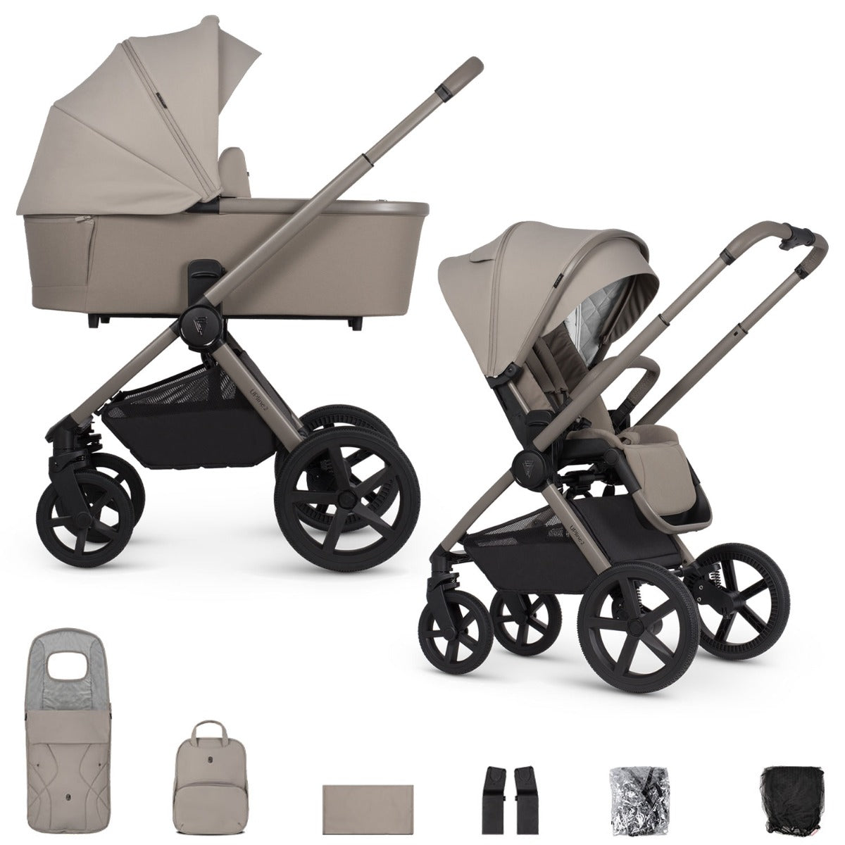 Venicci Upline 2 Pushchair & Carrycot 2-in-1 Bundle - Taupe 1