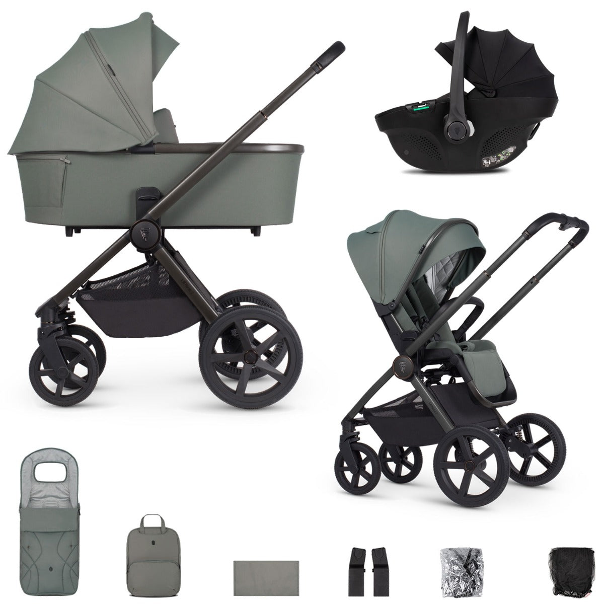 Venicci Upline 2 3-in-1 Tiago Travel System Bundle - Aloe 1