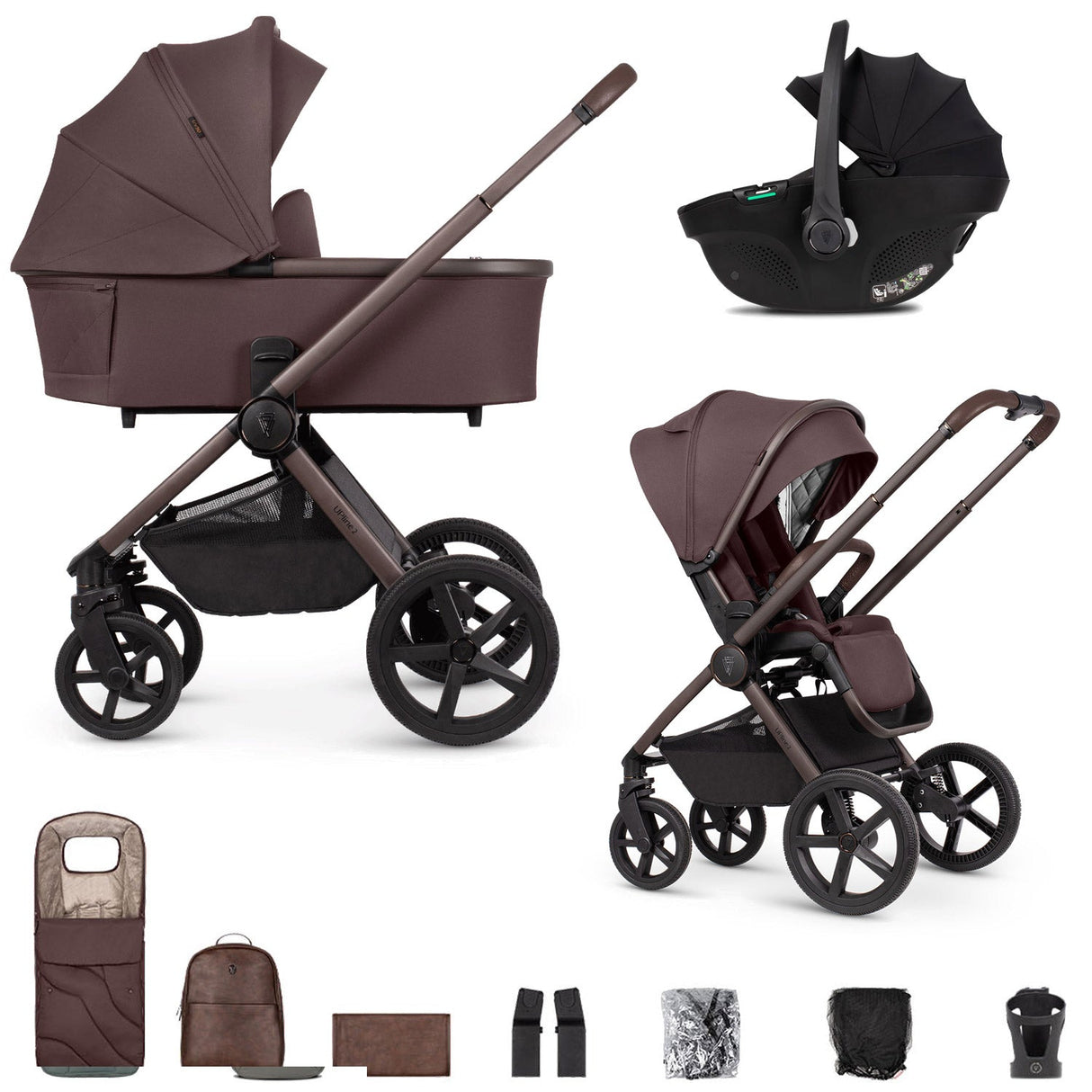 Venicci Upline 2 SE 3-in-1 Tiago Travel System Bundle - Burgundy 1