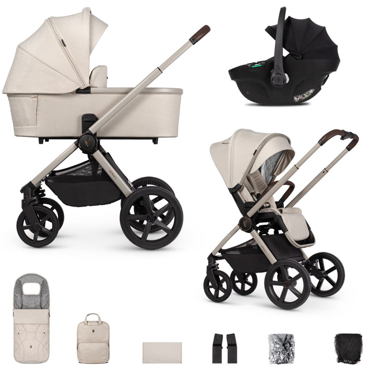 Venicci Upline 2 3-in-1 Tiago Travel System Bundle - Stone Beige 1
