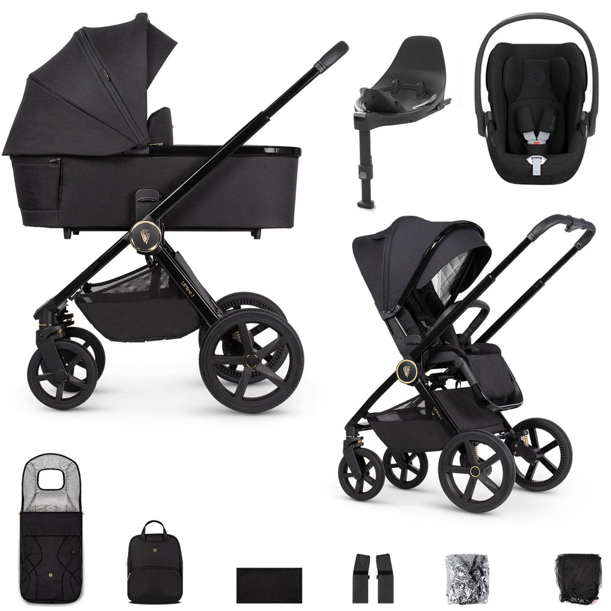 Venicci Upline 2 with Cybex Cloud T & Base Travel System Bundle - All Black 1