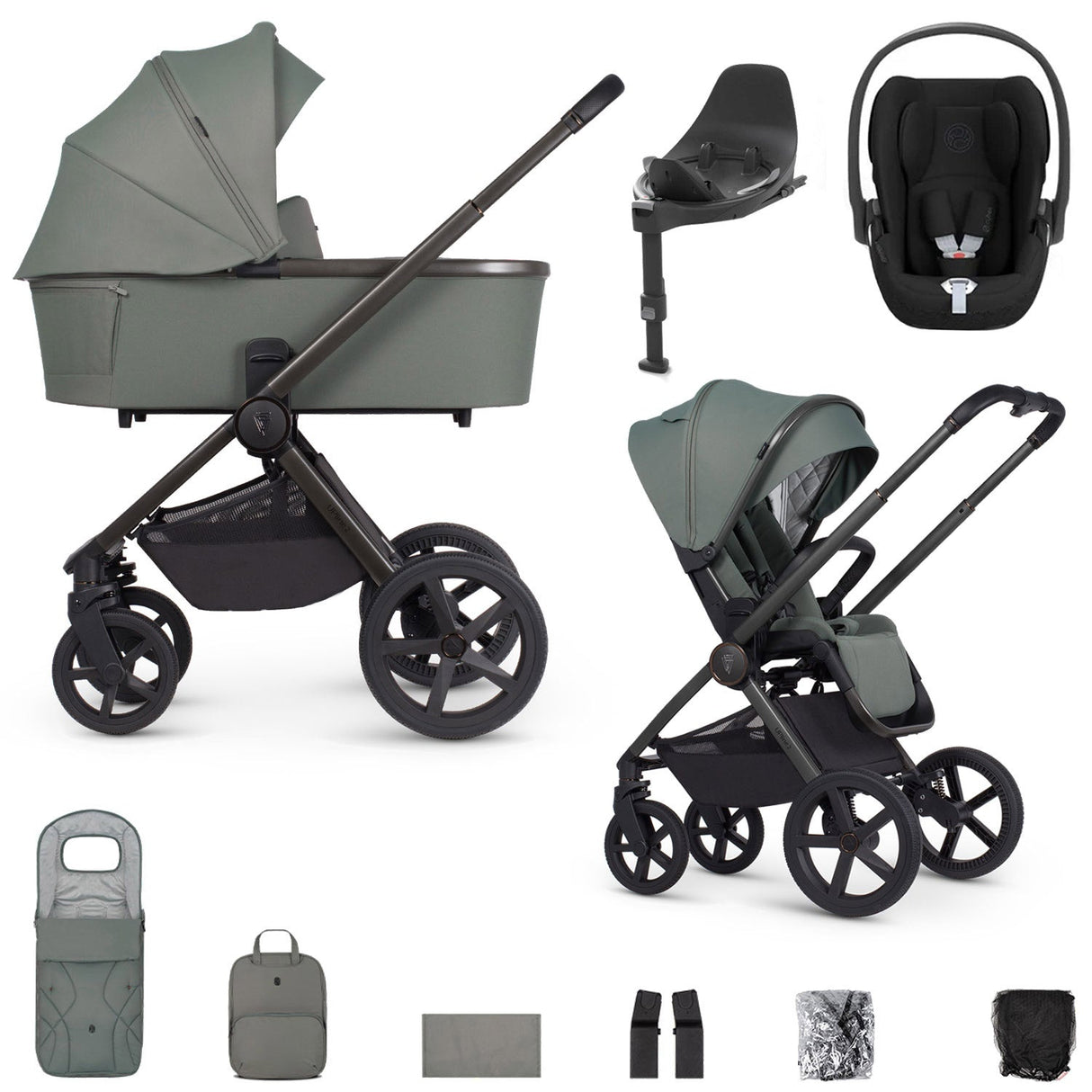 Venicci Upline 2 with Cybex Cloud T & Base Travel System Bundle - Aloe 1