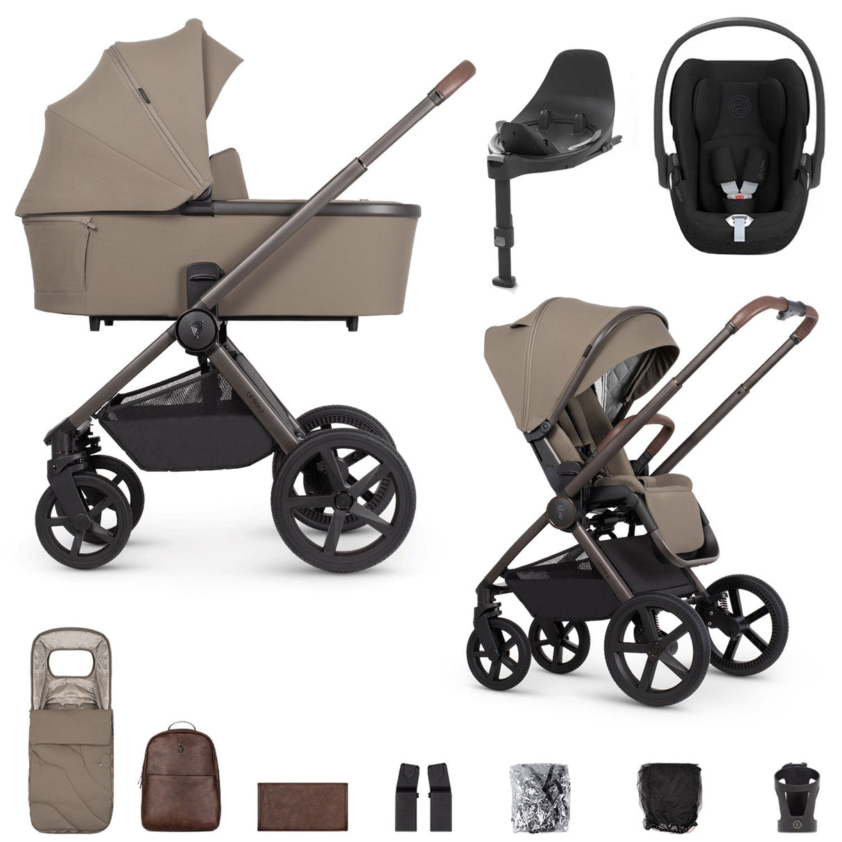 Venicci Upline 2 SE with Cybex Cloud T & Base Travel System Bundle - Powder 1