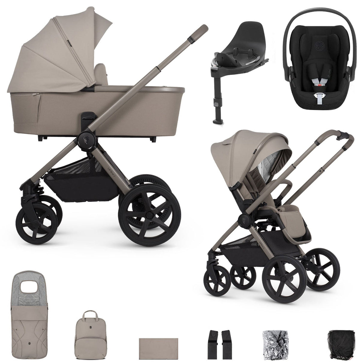 Venicci Upline 2 with Cybex Cloud T & Base Travel System Bundle - Taupe 1