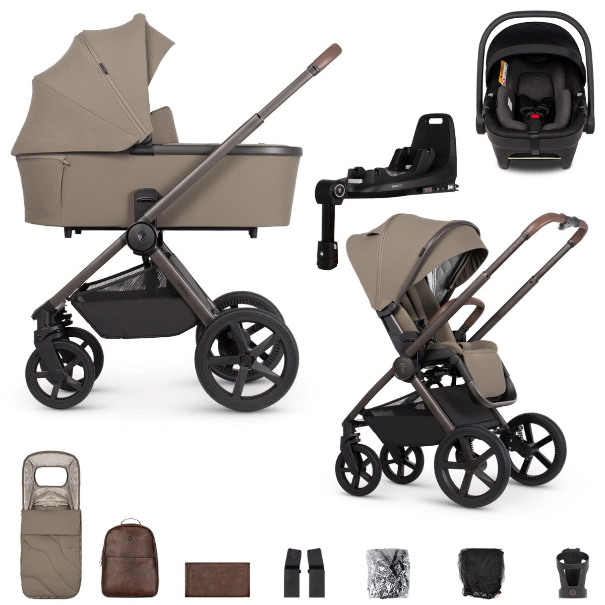 Venicci Upline 2 SE 3-in-1 Tiago + 360 Base Travel System Bundle - Powder 1