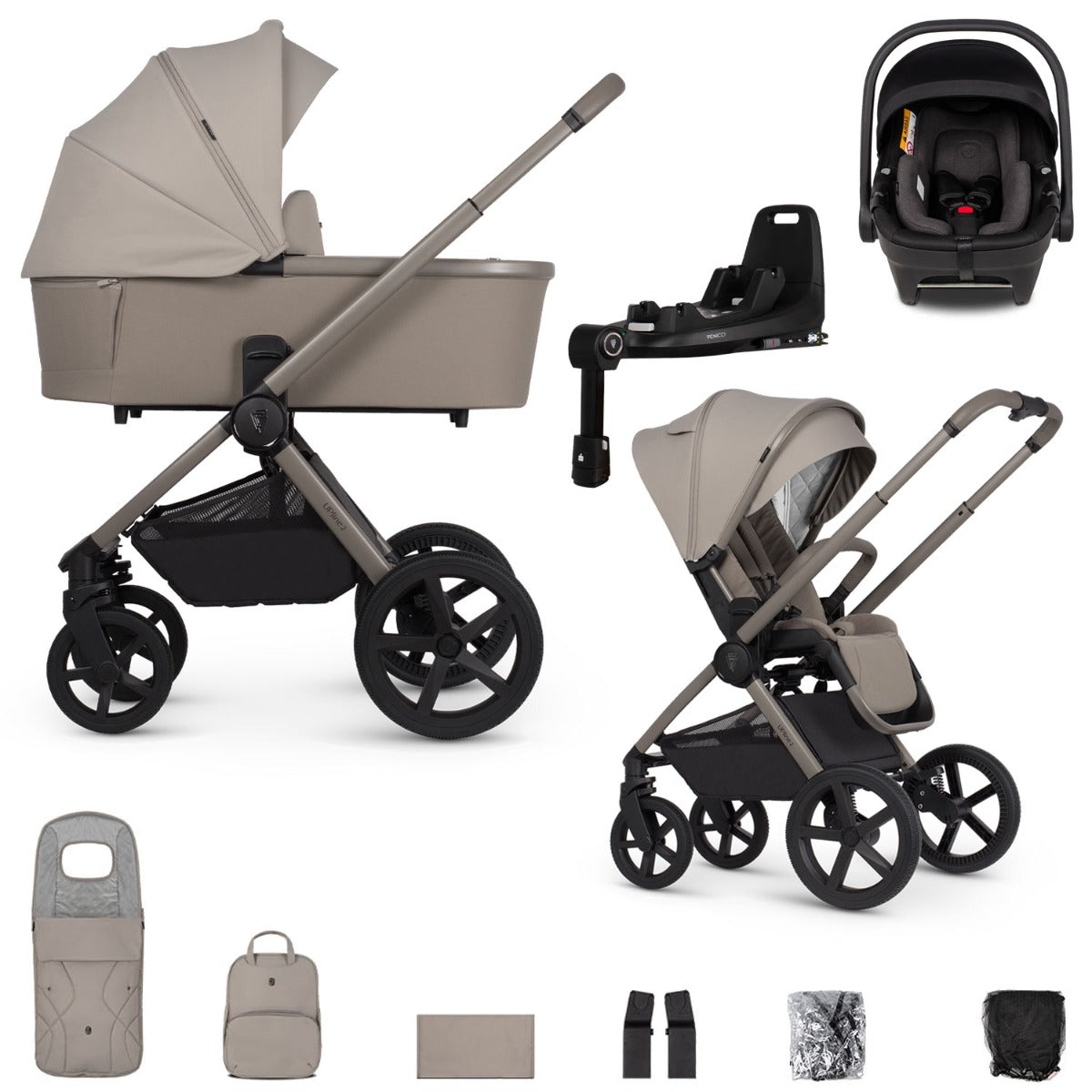 Venicci Upline 2 3-in-1 Tiago + 360 Base Travel System Bundle - Taupe 1