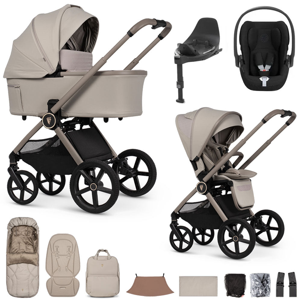 Venicci Upline 3 Luxury 4in1 Cybex Cloud T Car Seat & 360 Base Bundle - Pebble