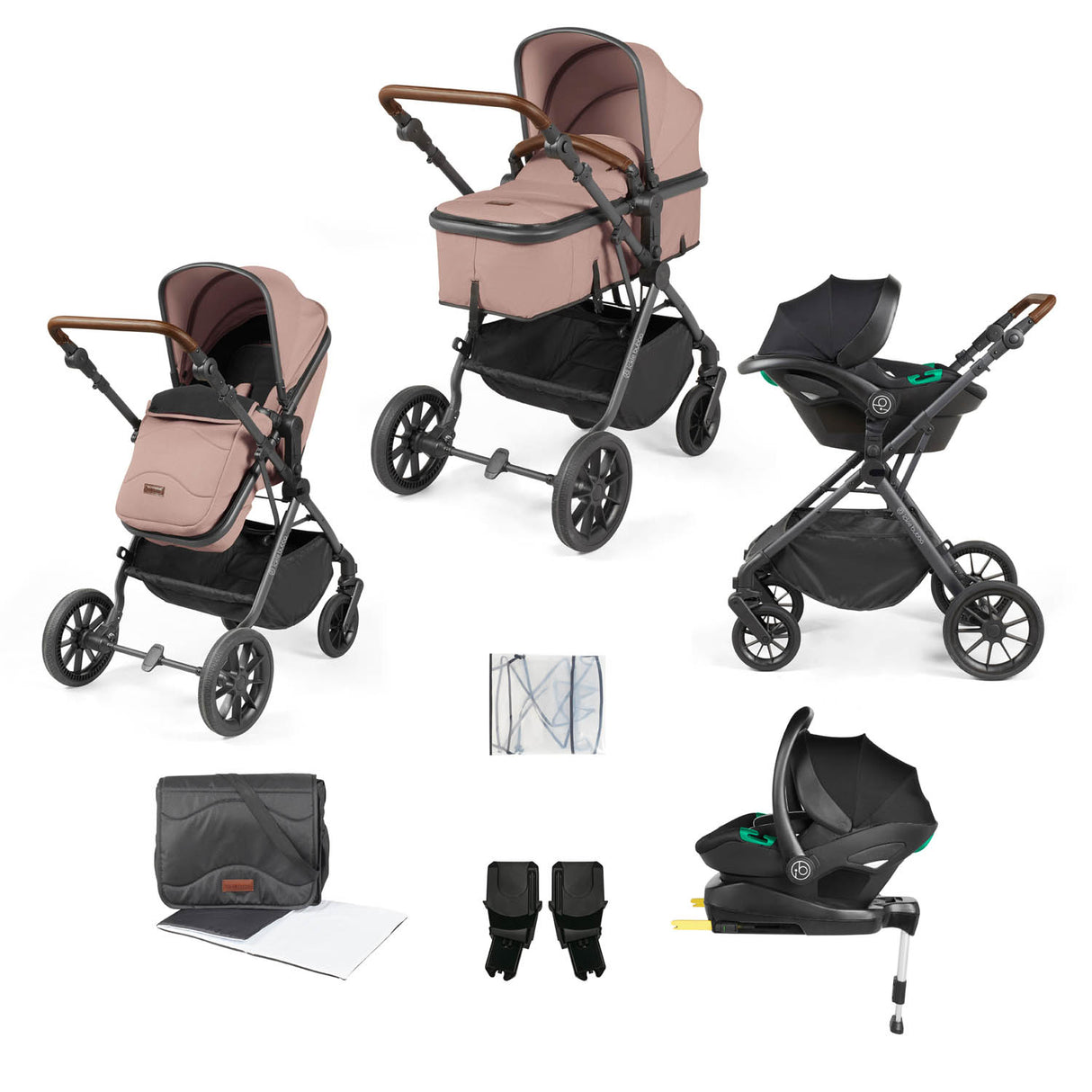 Ickle Bubba Cosmo All in One Stratus i-Size Travel System & Base - Gunmetal/Desert