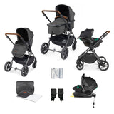 Ickle Bubba Cosmo All in One Stratus i-Size Travel System & Base - Black/Graphite Grey