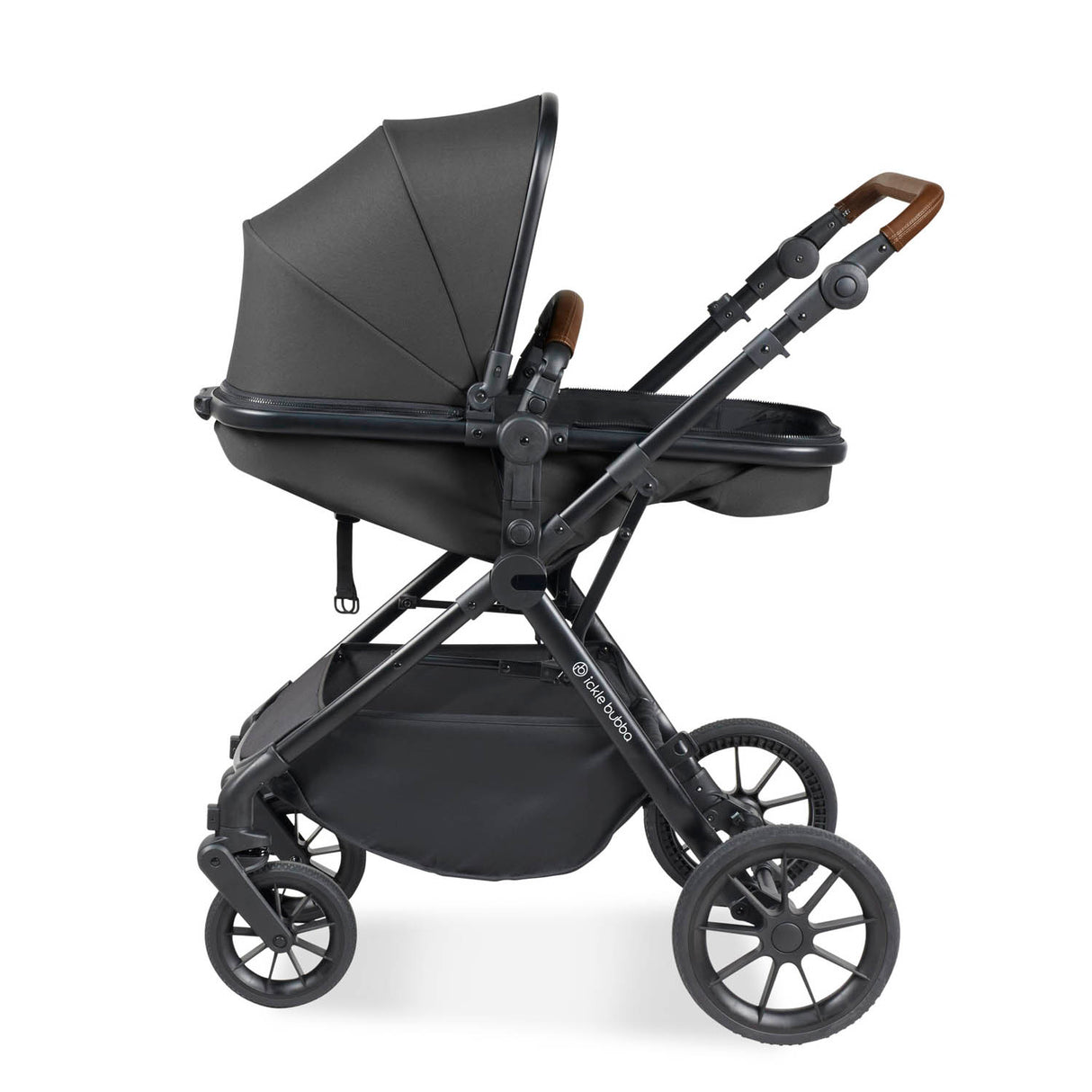Ickle Bubba Cosmo All in One Stratus i-Size Travel System & Base - Black/Graphite Grey