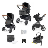 Ickle Bubba Cosmo 9 Piece Travel System with Maxi-Cosi CabrioFix i-Size Car Seat & Base - Black/Graphite Grey