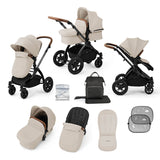 Ickle Bubba Stomp Luxe 9 Piece Pram Bundle - Black/Stone/Tan