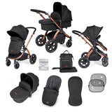 Ickle Bubba Stomp Luxe 9 Piece Pram Bundle - Bronze/Midnight/Black
