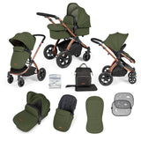 Ickle Bubba Stomp Luxe 9 Piece Pram Bundle - Bronze/Woodland/Black