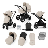 Ickle Bubba Stomp Luxe 9 Piece Pram Bundle - Black/Stone/Black