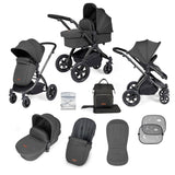 Ickle Bubba Stomp Luxe 9 Piece Pram Bundle - Black/Charcoal Grey/Black