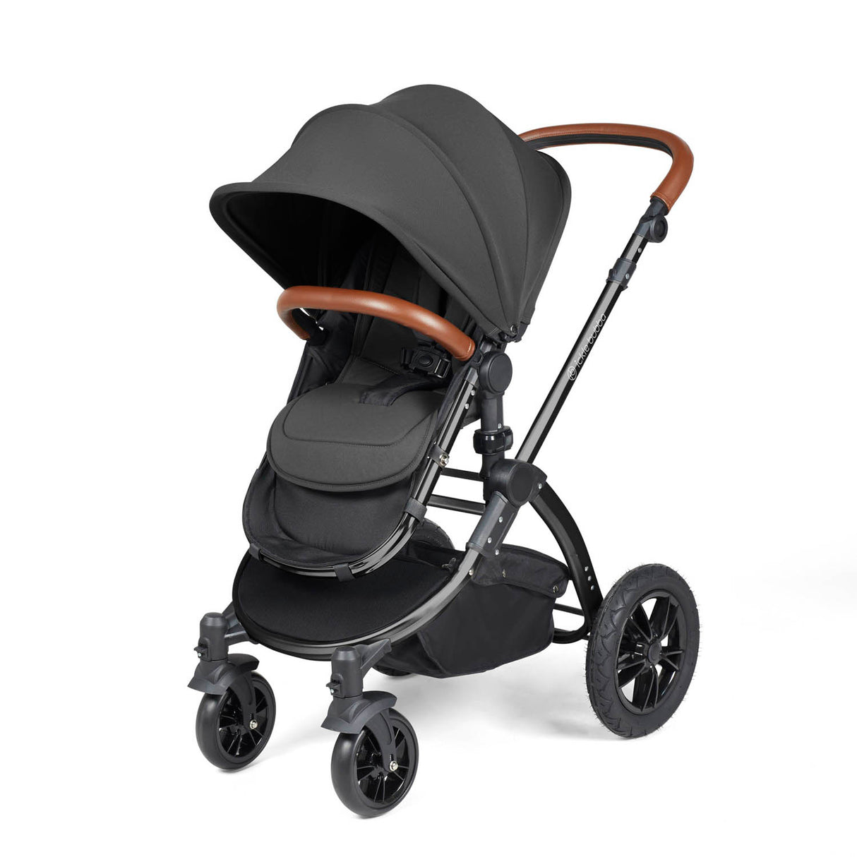Ickle Bubba Stomp Luxe 9 Piece Pram Bundle - Black/Charcoal Grey/Tan