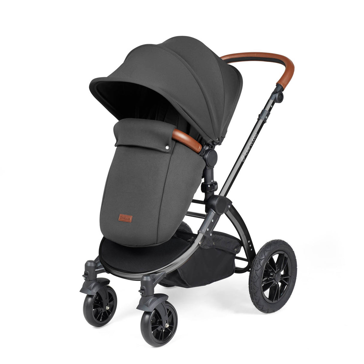 Ickle Bubba Stomp Luxe 9 Piece Pram Bundle - Black/Charcoal Grey/Tan