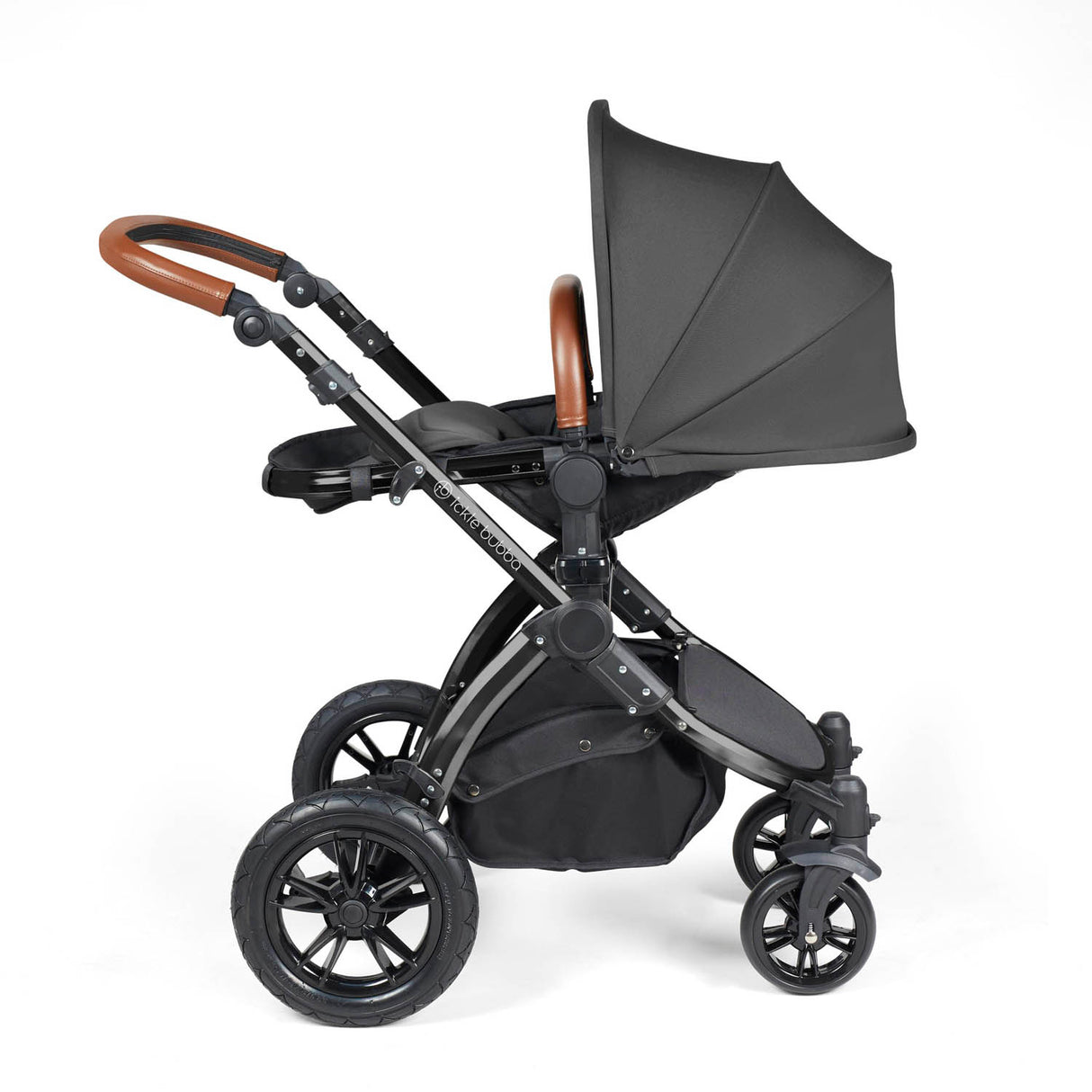 Ickle Bubba Stomp Luxe 9 Piece Pram Bundle - Black/Charcoal Grey/Tan