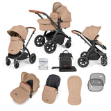Ickle Bubba Stomp Luxe 9 Piece Pram Bundle - Black/Desert/Tan