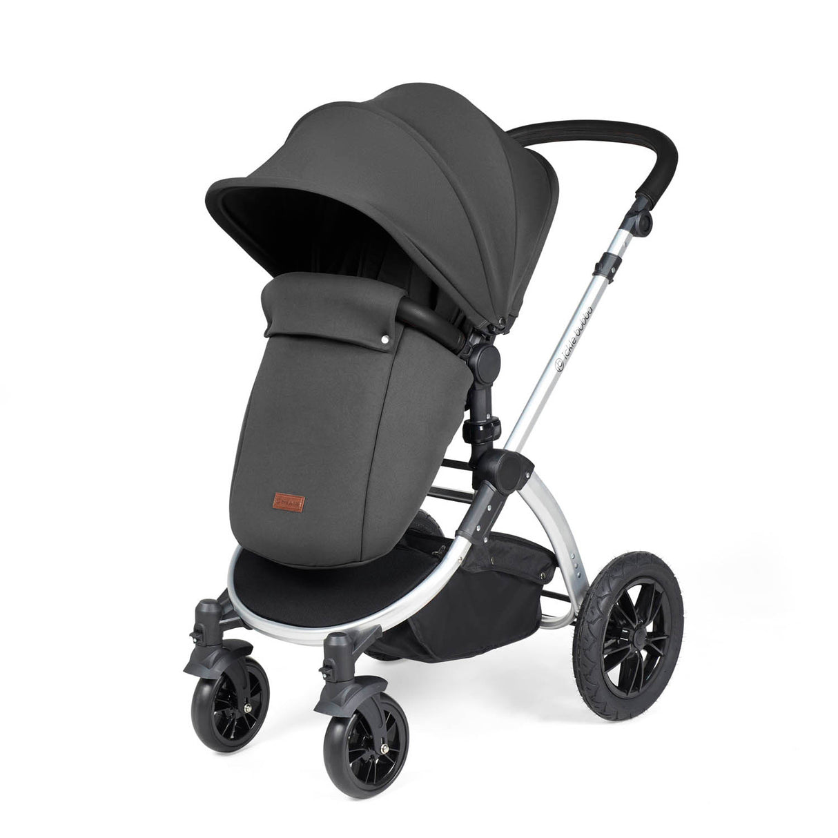 Ickle Bubba Stomp Luxe 9 Piece Pram Bundle - Silver/Charcoal Grey/Black
