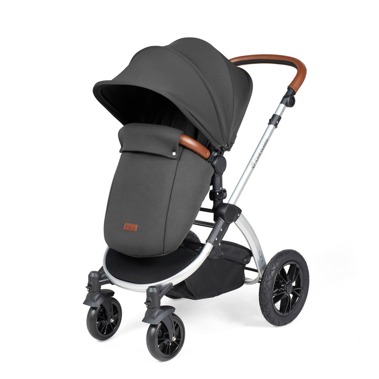 Ickle Bubba Stomp Luxe 9 Piece Pram Bundle - Silver/Charcoal Grey/Tan