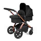 Ickle Bubba Stomp Luxe 12 Piece Travel System with i-Size Stratus Car Seat & Base - Bronze/Midnight/Black