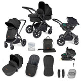 Ickle Bubba Stomp Luxe 12 Piece Travel System with i-Size Stratus Car Seat & Base - Black/Midnight/Black